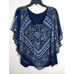 Westport Blue Embellished Flowy Blouse size 2X